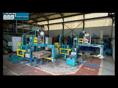 Automatic strapping machine for the transversal &amp; longitudinal strapping