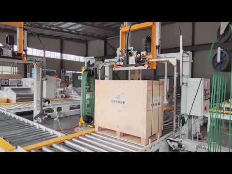 Automatic pallet strapping machine With transfer conveyor line，double turn strapping