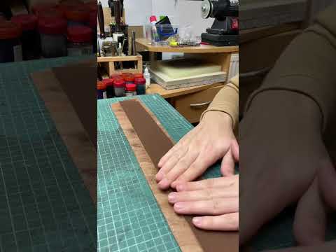 Making a leather belt strap double sided #handmade #leathercraft #asmr