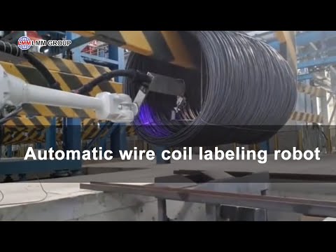 Automatic wire coil labeling robot
