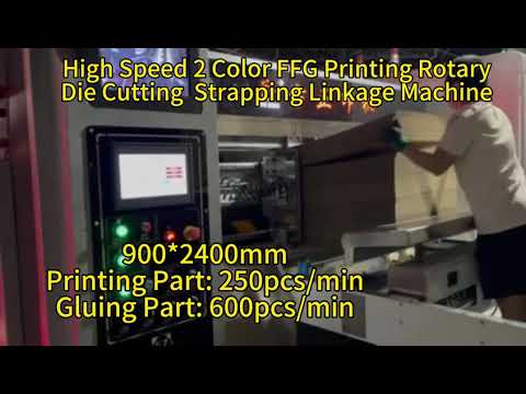 Hign Speed 2 Color Printing Rotary Die Cutting Gluing Strapping FFG Linkage Machine Inline