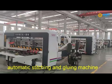 Automatic folder gluer stitcher inline strapping for carton