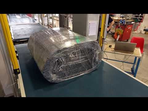 EPS rolls on Sotemapack Spiror BW 1400 Automatic Horizontal Stretch Wrapper with 6 sided wrapping