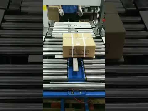 Automatic 4 straps PP strapping machine,Lifting and rotation device ,Caron box cardboard Strapper
