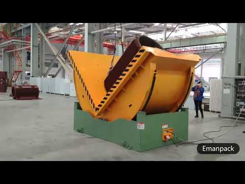 Large upender for big and heavy coil shape and roll shape products turnover