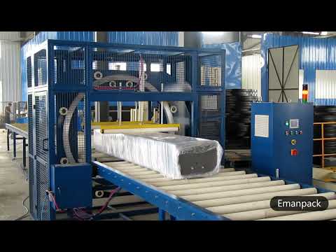 Fully automatic orbital stretch wrap machine wrapping aluminum profile extrusions and timber