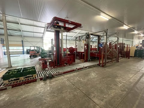Taks - Plate palletizing+ strapping machine + corner slats + pallet bunker -