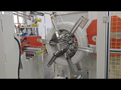 Auto hose coiling and strapping machine