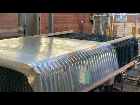 Sotemapack BW 2600 horizontal stretch wrapper wrapping metal grid fences - Robopac USA