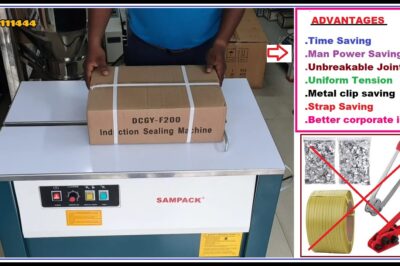 Heavy-duty box strapping machine for efficient packaging.