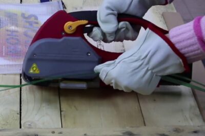 Machine that secures items with a sturdy strap.