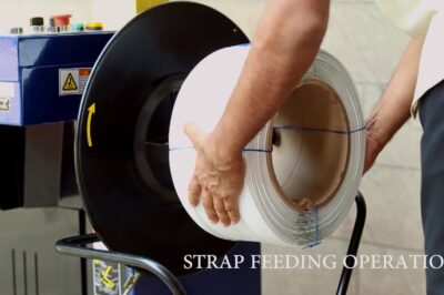 Machine for automatically strapping boxes.
