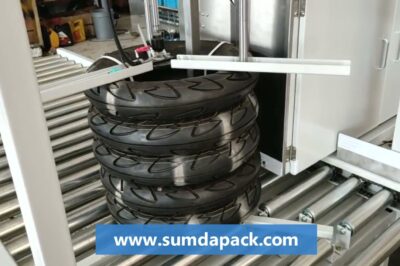 Tire Strapping Machine with Polypropylene Strap Band.
