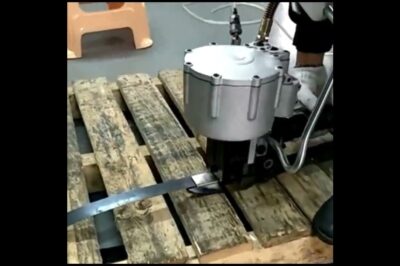 Pneumatic strapping machine for 32 and 19mm widths (WhatsApp contact: +86 18621323471)