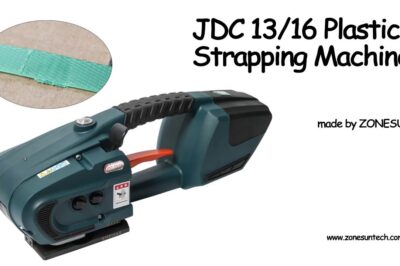 Using a plastic strapping machine for PET and PP materials in 13mm-16mm sizes.