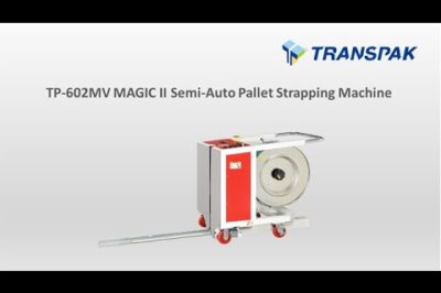 Semi-Automatic Pallet Strapping Machine with Retractable Sword for Efficient Packaging.