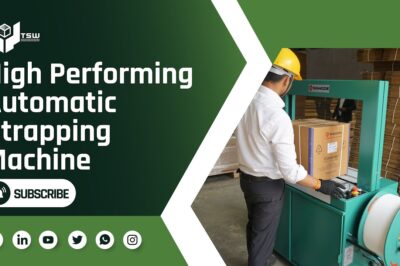 Efficient Automatic Strapping Machine by TSW Industrial Packaging Solutions.