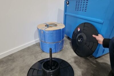 Instructions for Semi-Auto Strapping Machine Loading.