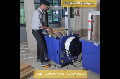 Fully Automated Carton Strapping Machine for Efficient Packaging.