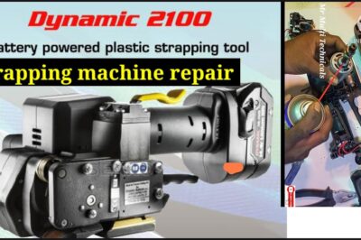Repairing a battery-powered plastic strapping machine.