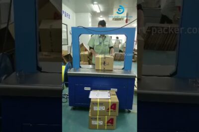 Box strapping sealing machine for PP straps with semi-automatic packing capability.