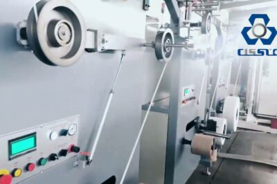 Production machine for making polypropylene PP strapping bands used for packing, packaging, and securing items during transportation.