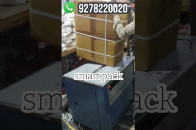 Heavy-duty strapping machine that operates semi-automatically.