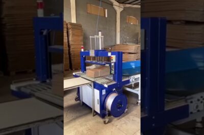 Machine for strapping PP belts automatically.