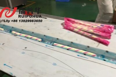 Automatic horizontal flow pack packaging machine for marshmallows in China.