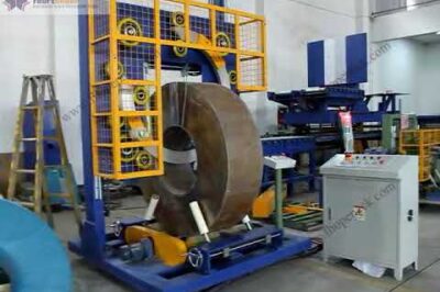Coil wrapping machine for hose pipe, model FPH-600N.