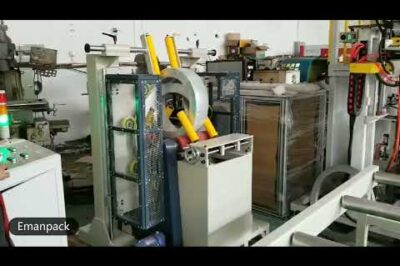 Coil wrapping machine for packaging wire and cable coils semi-automatically.