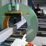 compact horizontal wrapper machine for stretch wrapping