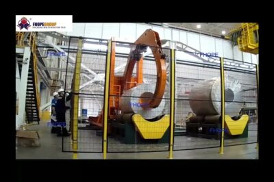 Compact VCI film stretch wrapper for efficient steel coil packing.