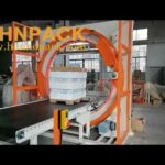 compact horizontal ring stretch wrapper for warehouse pallet packing.