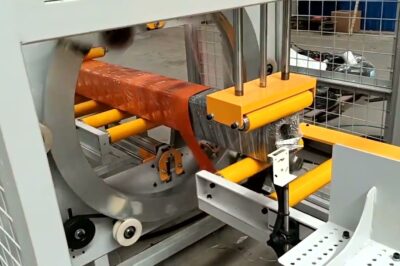 Compact machine for packaging products in a circular manner