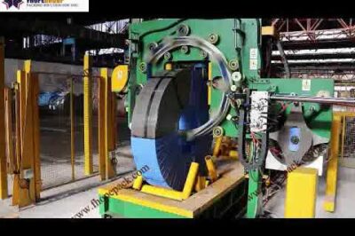 Compact steel coil packing machine adhering to EU CE standards.