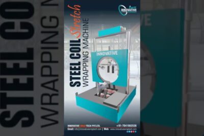 Compact steel coil wrapping machine for efficient packaging.