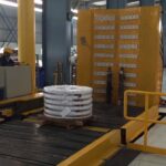 conveyor equipped upender/tilter for easy material handling.