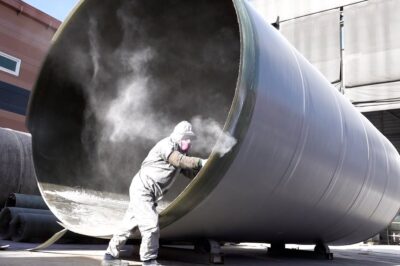 Creating a Large Chemical Purification Tank Using Glass Fibers in Korea.