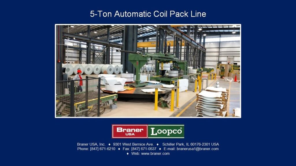 high speed 5 ton coil packing line for automatic coil packaging.