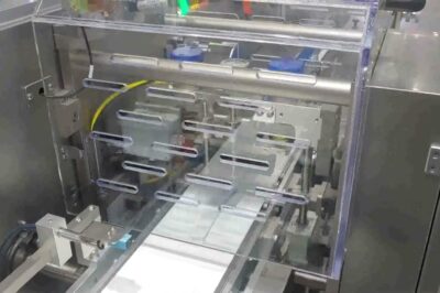 High-speed automatic flow wrapping machine for diagnostic kit packaging.