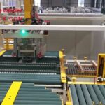 horizontal steel coil wrapping line that operates automatically.