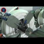 hose winding and strapping machine for corrugated pipes