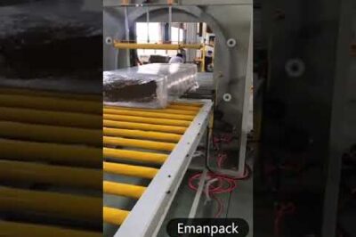 Large bundle wrapping machine with horizontal stretch capability.