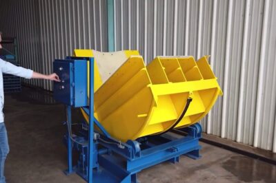Mechanical coil upender with 10,000 lbs capacity and 48″ size.