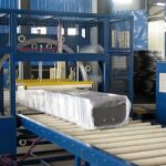 orbital stretch wrap machine for aluminum profiles and timber.