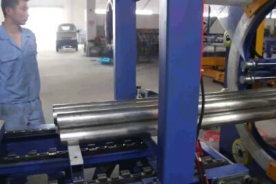 Profile, steel sheet stretch wrapper with automatic horizontal wrapping.