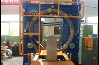 Steel coil wrapping machine for G.i wire and zinc wire coils.