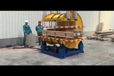 Steel sheet pallet inverter and upender for economic 180-degree rotation.