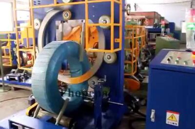 Stretch film machines for hoses and pipe coils.